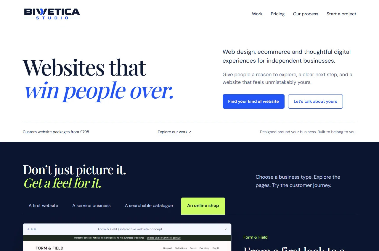 Bivetica Studio public website examples